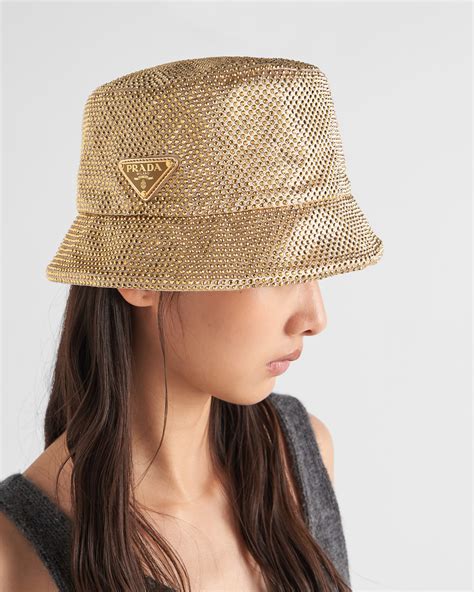 Satin bucket hat with crystals 